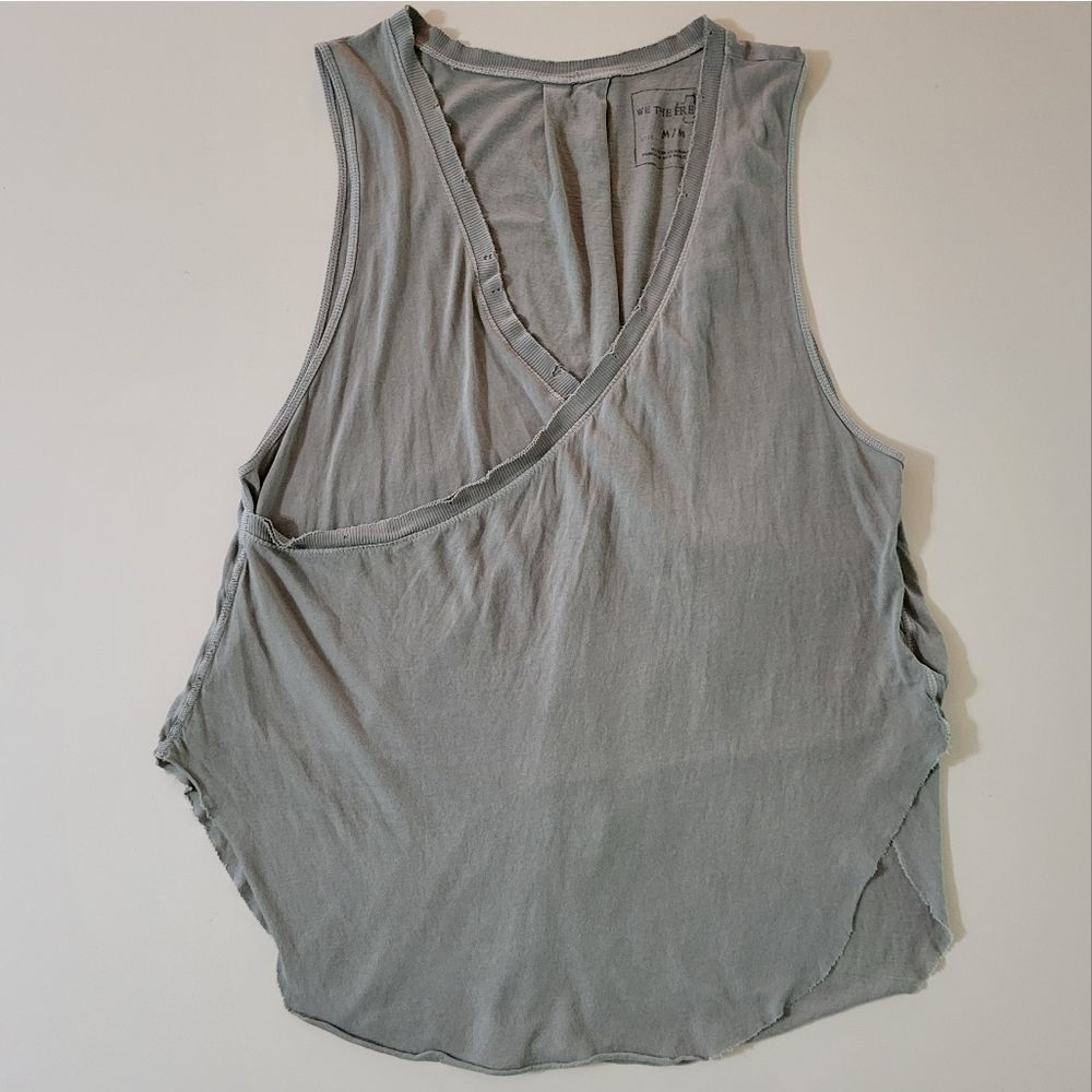 We The Free Women's Distressed Olive Green V-neck Tank Top